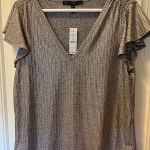 NWT White House Black Market Metallic top sz L